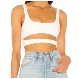 h:ours White Square Cutout Crop Top